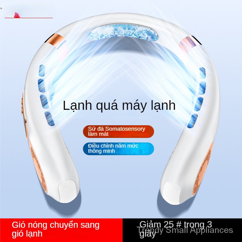 Quạt Làm Mát Đeo Cổ Không Ồn Mini Sạc usb