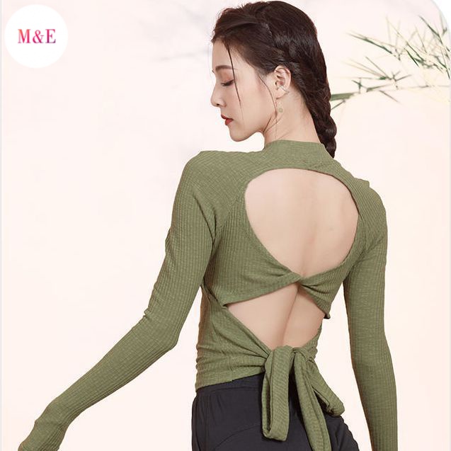 Áo Thun Thể Thao Tay Dài Có Đệm Ngực Dây Chéo Lưng Dáng Ôm Gợi Cảm Phong Cách Mới 2023 Dành Cho Bạn Nữ Tập Yoga / Nhảy Múa Thể Dục