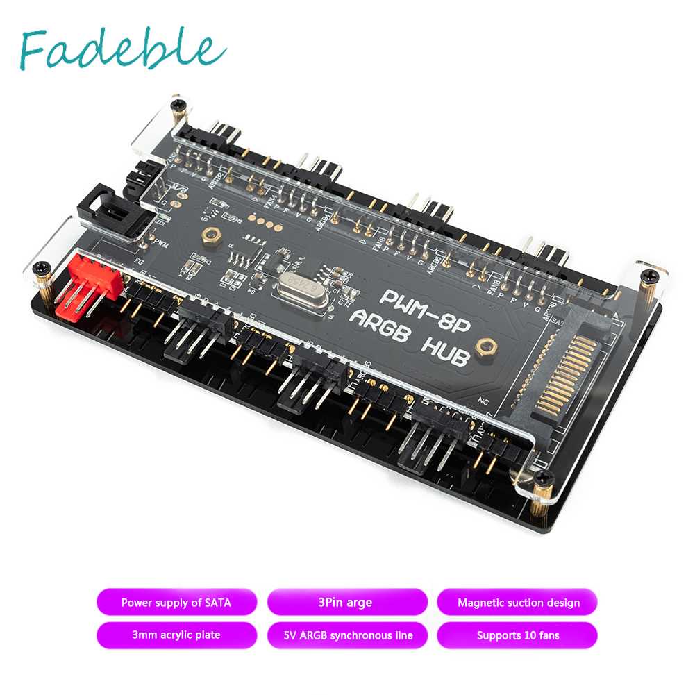 Bộ Chia Nguồn SATA Từ 1 Sang 8 Quạt 12V 4 Pin PWM ARGB