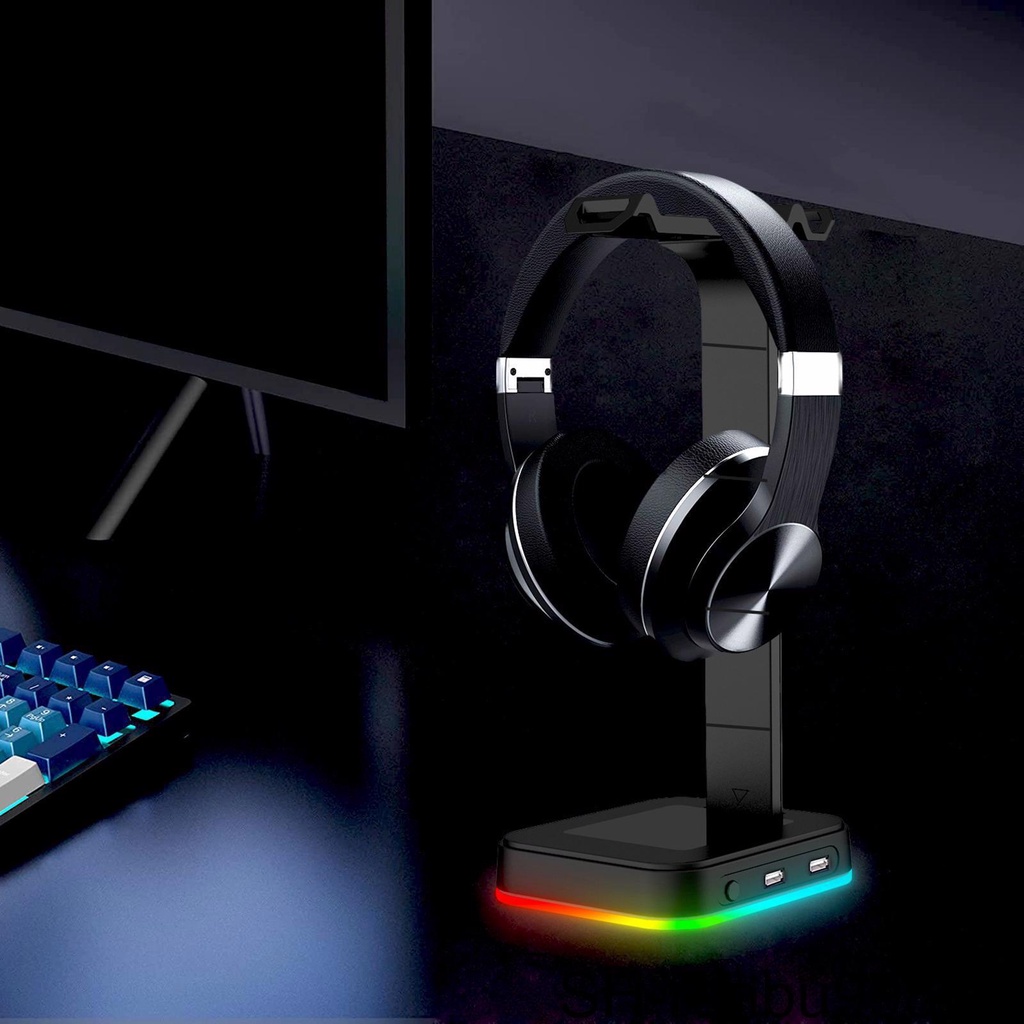 Giá Đỡ Tai Nghe Chơi Game Có Đèn LED RGB Với 2 Cổng USB
