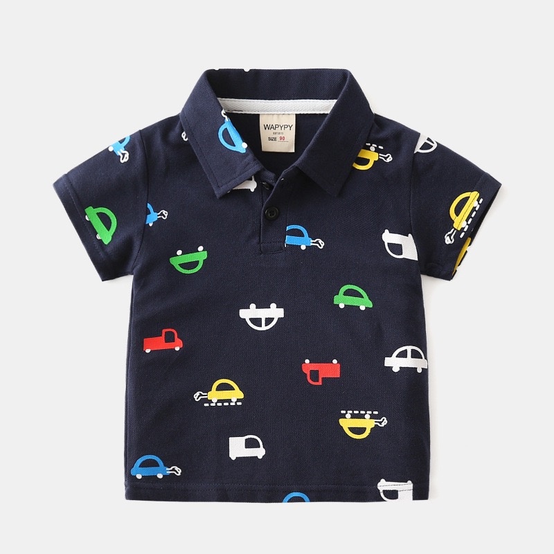 Áo Polo bé trai in Ô TÔ cực xinh BAOBAO KIDS áo có cổ cho bé họa tiết ngộ nghĩnh từ 10- 27kg