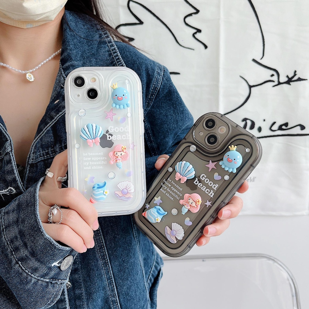 Ốp Điện Thoại Tpu Mềm Trong Suốt Chống Rơi Hình Mực Sáng Tạo Cho iPhone 14 Plus 13 12 11 Pro Max