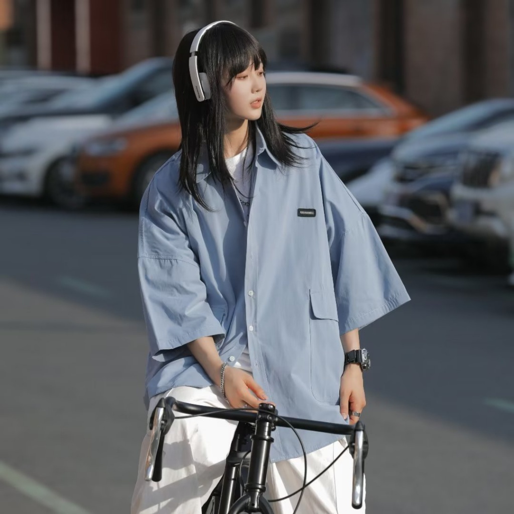 Áo Sơ Mi Tay Ngắn Dáng Rộng Phong Cách Hàn Quốc Thời Trang Mùa Hè Mới Cho Nam