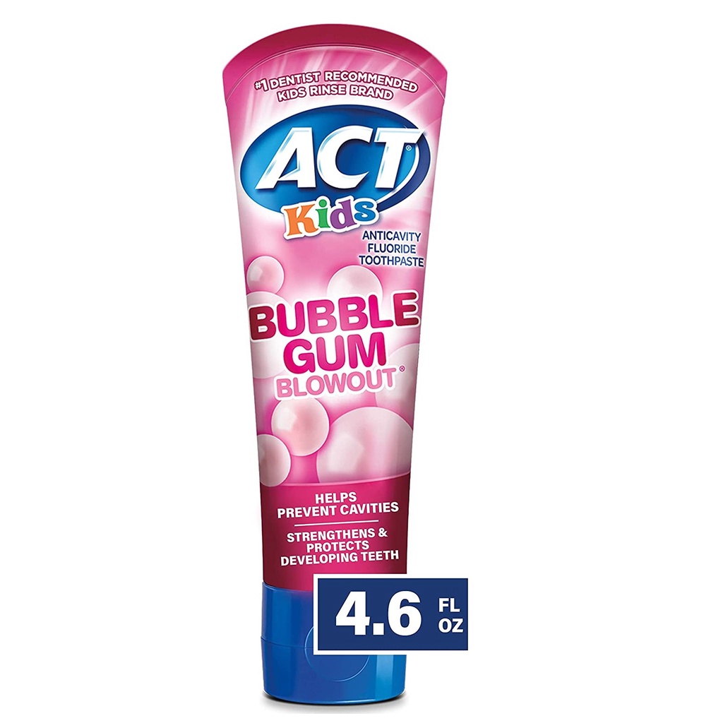 Kem đánh răng ACT Anticavity trẻ em có fluoride hương bubble gum