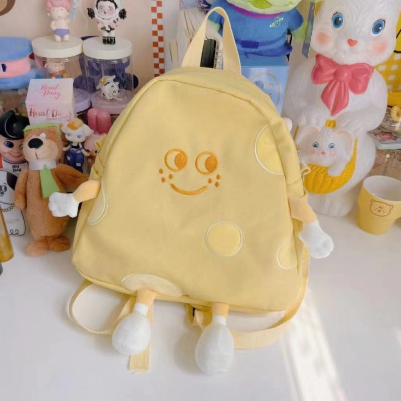 Ba Lô Vải Màu Trơn Họa Tiết Hoạt Hình Dễ Thương Phong Cách Hàn Quốc Cho Nữ