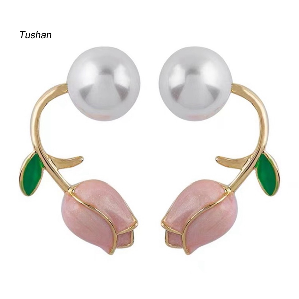 1 Đôi Bông Tai Hình Hoa Đính Ngọc Trai Giả Phong Cách Hàn Quốc Dành Cho Nữ