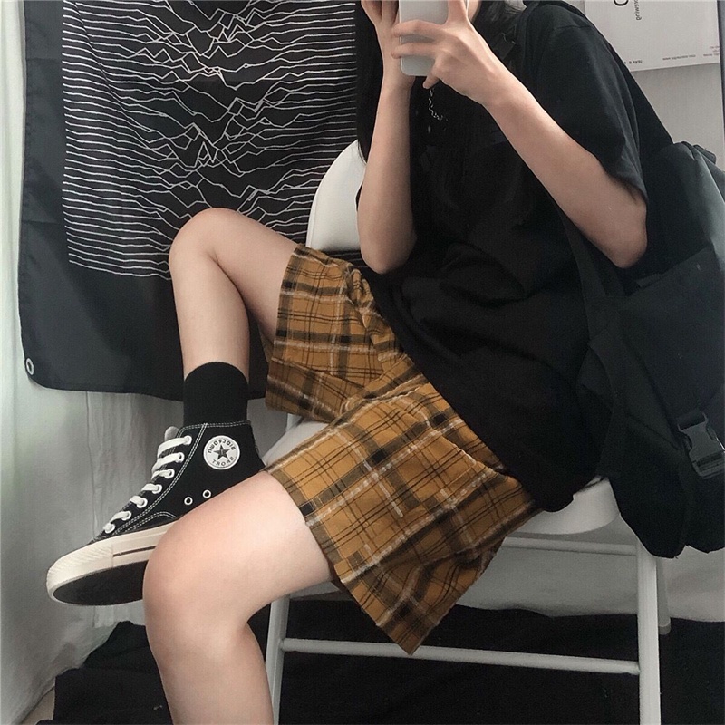 Quần Short Harajuku Lưng Cao Dáng Rộng Co Giãn Nhiều Màu Sắc Họa Tiết Kẻ Sọc Cortos De Mujer Thời Trang Mùa Hè Mới Dành Cho Bạn Nữ