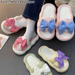 ZHUXIA Dép Sandal Đế Dày Mềm Đính Nơ Họa Tiết Hoạt Hình Dễ Thương Phong Cách Hàn Quốc Cho Nữ