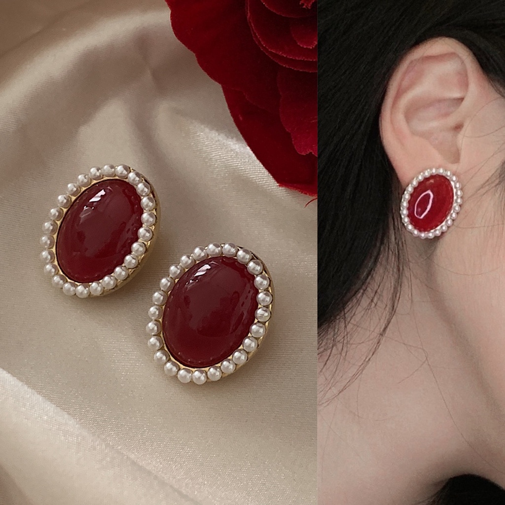 Bông Tai Đính Ngọc Trai Cao Cấp Phong Cách Cổ Điển Không Cần Xỏ Khuyên Dành Cho Bạn Nữ