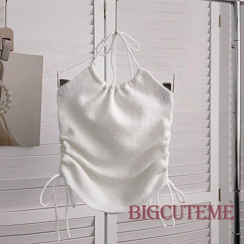 Áo Hai Dây Rút Dây Màu Sắc Trơn Thời Trang Mùa Hè Cho Nữ