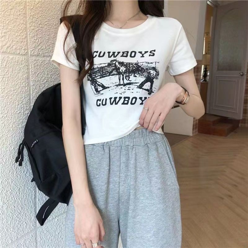 Áo baby tee Thun croptop Tay Ngắn Dáng Ôm Xinh Xắn