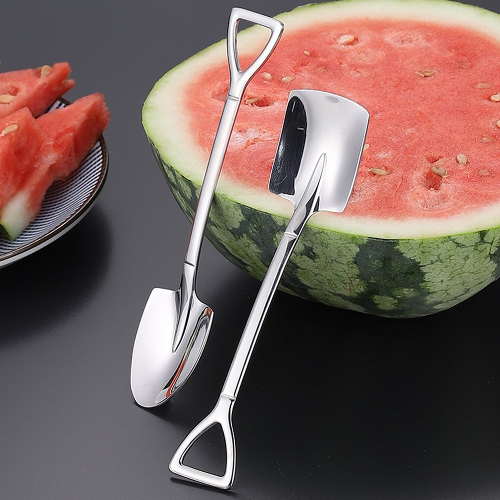 =Christmas=Stainless Steel Spoon Long-handled Thickening Food Scoop Watermelon Cake Spoon