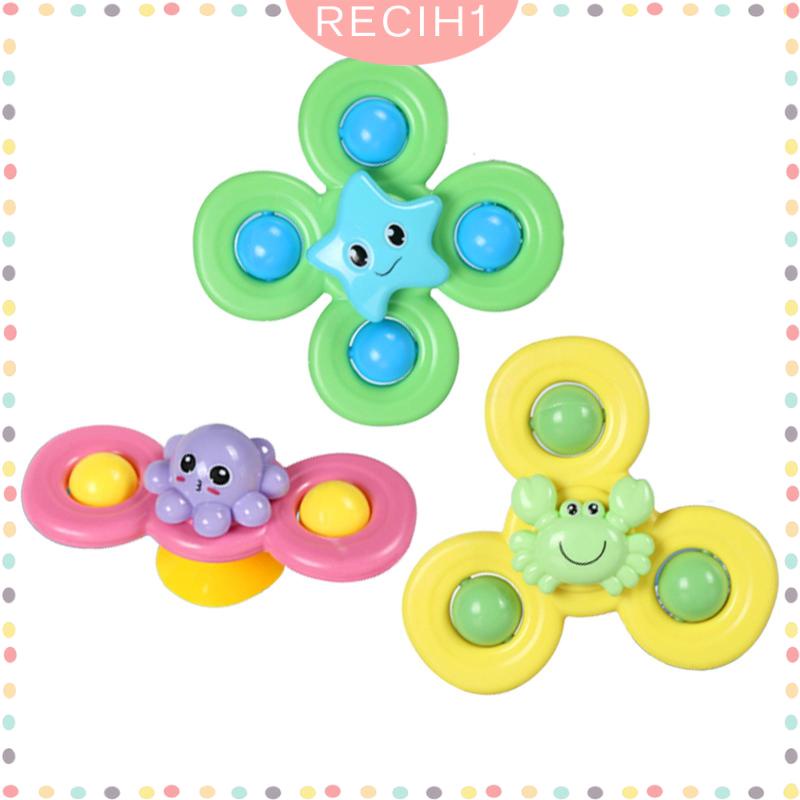 [Recih] Bộ 3 Đồ Chơi Xoay Có Cốc Hút Cho Kỹ Năng Động Cơ Tốt