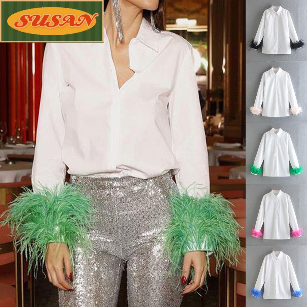 Áo Nữ Tay Dài Phối Lông Thời Trang