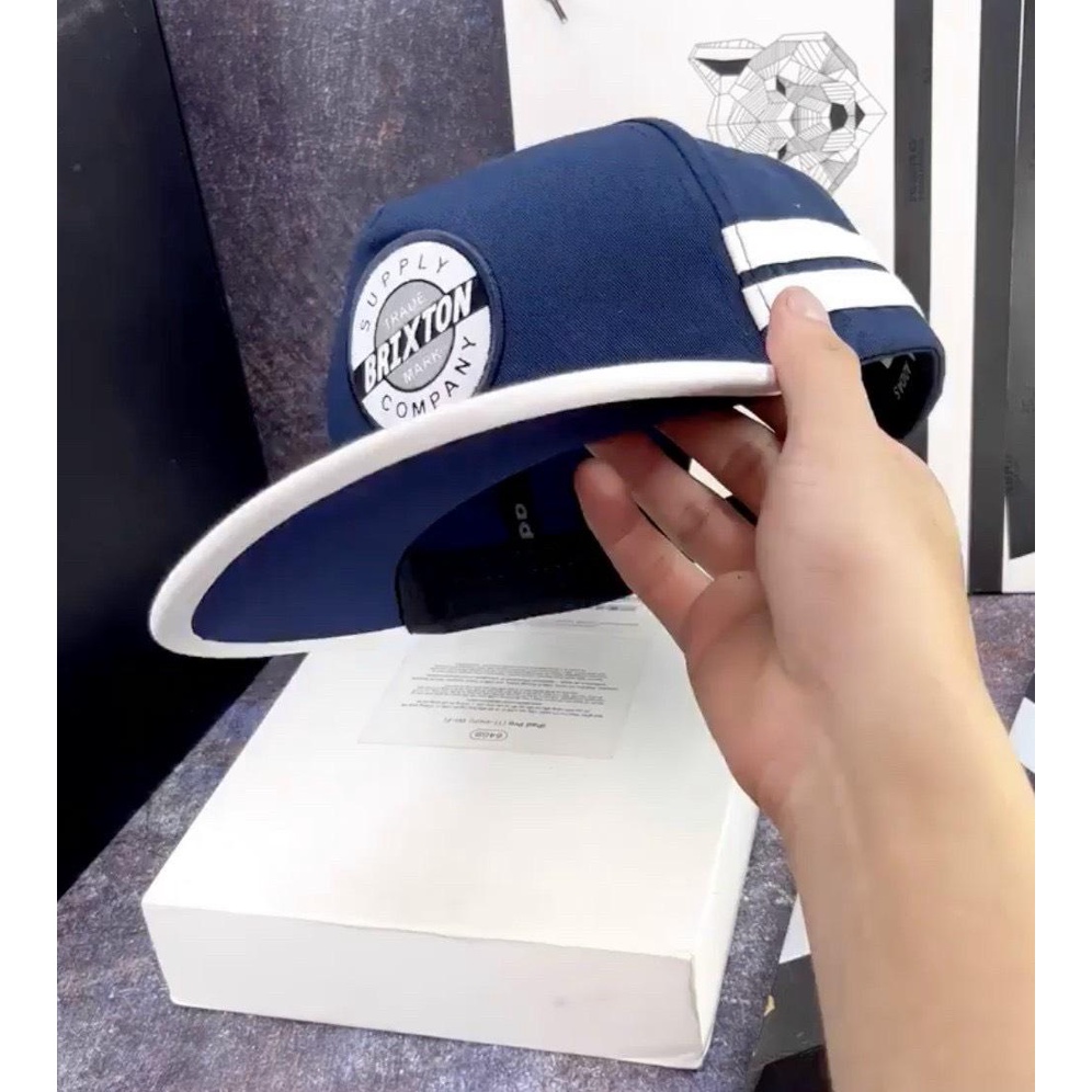 Mũ snapback  trắng xanh cotton phong cách thời trang trẻ đẹp