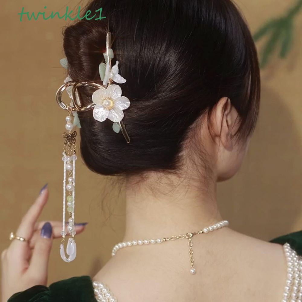 Kẹp Tóc Kim Loại Hình Hoa Bướm Tua Rua Phong Cách Hanfu