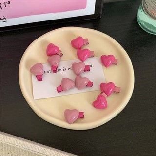 Kẹp Tóc mini Họa Tiết Hoa / Trái Tim Màu Hồng Dễ Thương Phong Cách Hàn Quốc