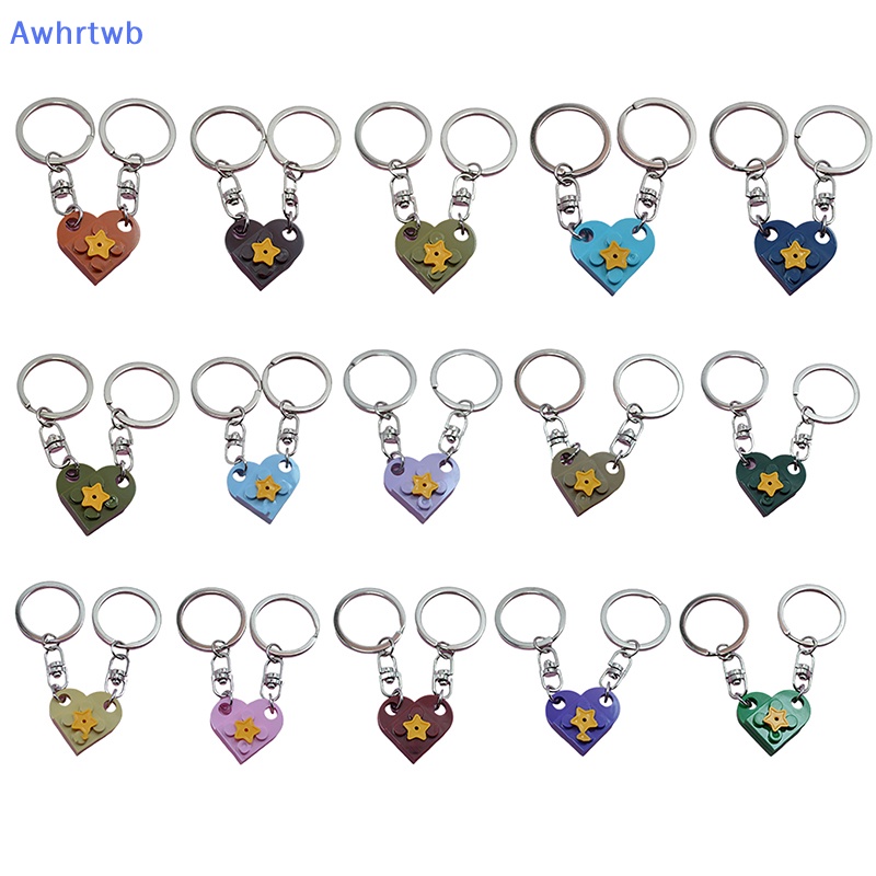 1 / 2 Cặp Móc Khóa Hình Trái Tim Ngôi Sao Năm Cánh Màu Vàng Dễ Thương Dành Cho Cặp Đôi Mới