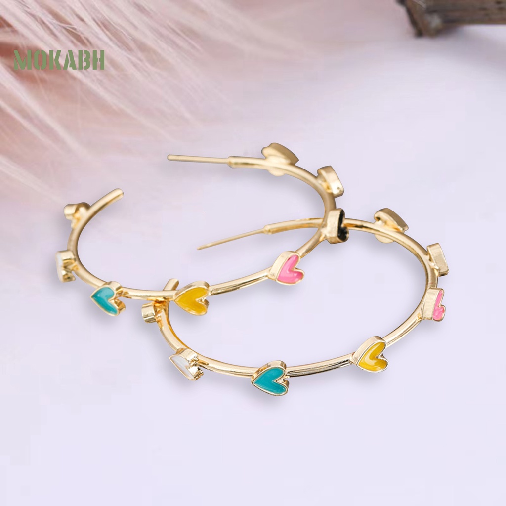 1 Đôi Bông Tai Hình Trái Tim Nhiều Màu Sắc Không Gây Dị Ứng Thời Trang Dành Cho Nữ