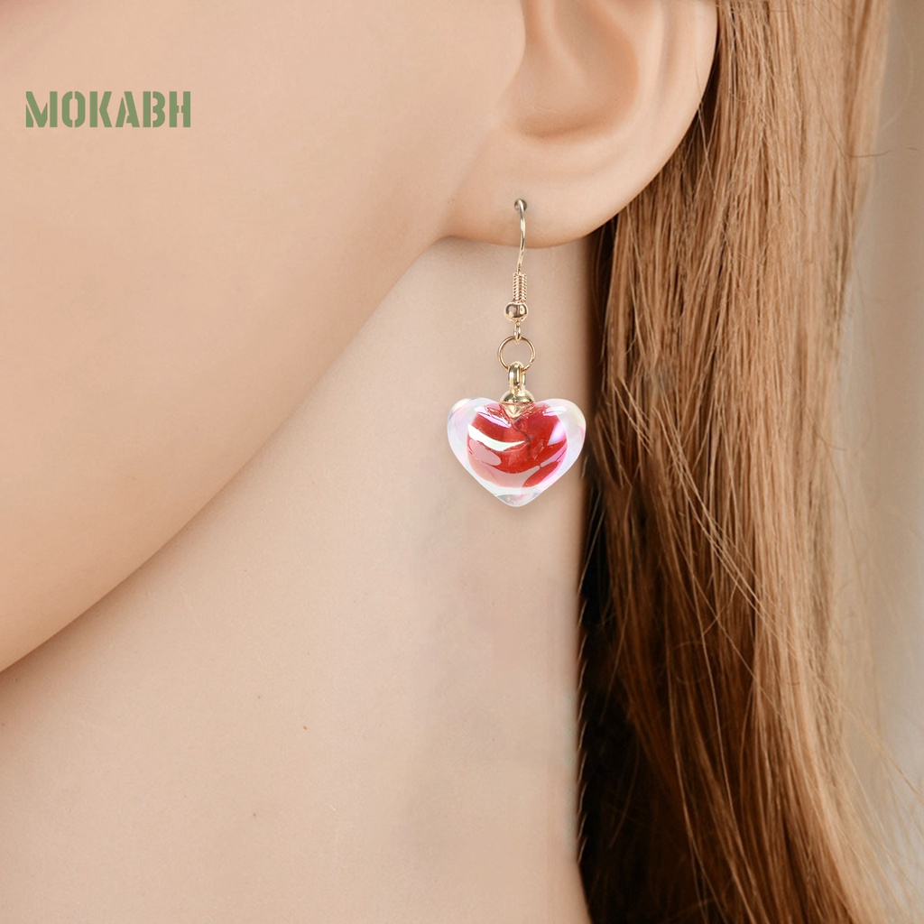 1 Đôi Bông Tai Hình Trái Tim Bằng Acrylic Mạ Điện Thoải Mái Chống Phai Màu Thời Trang Công Sở Cho Nữ