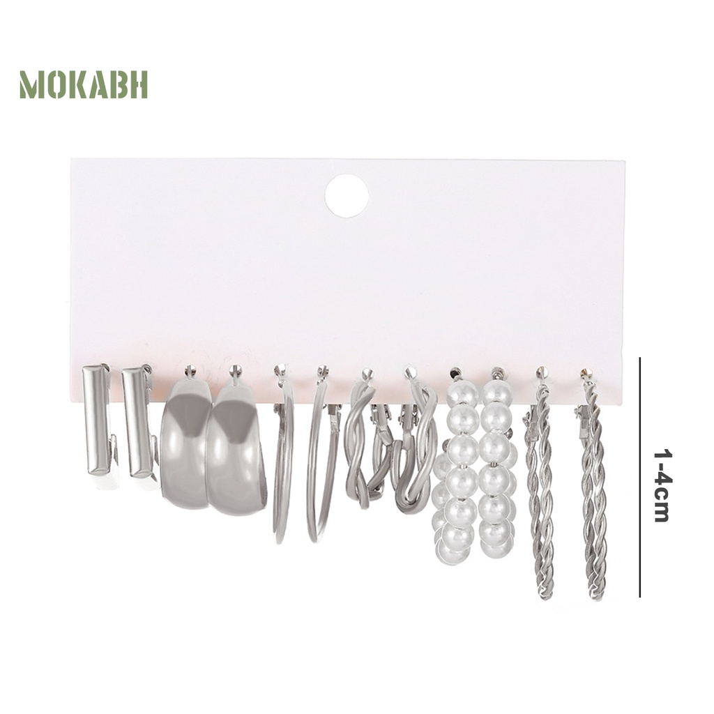 Set 6 Đôi Bông Tai Dạng Vòng Thời Trang Dành Cho Nữ