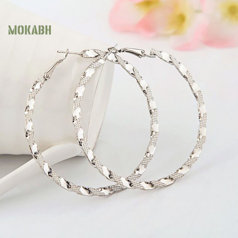 Khuyên Tai Vòng Tròn Lớn Xoắn Thời Trang Cho Nữ