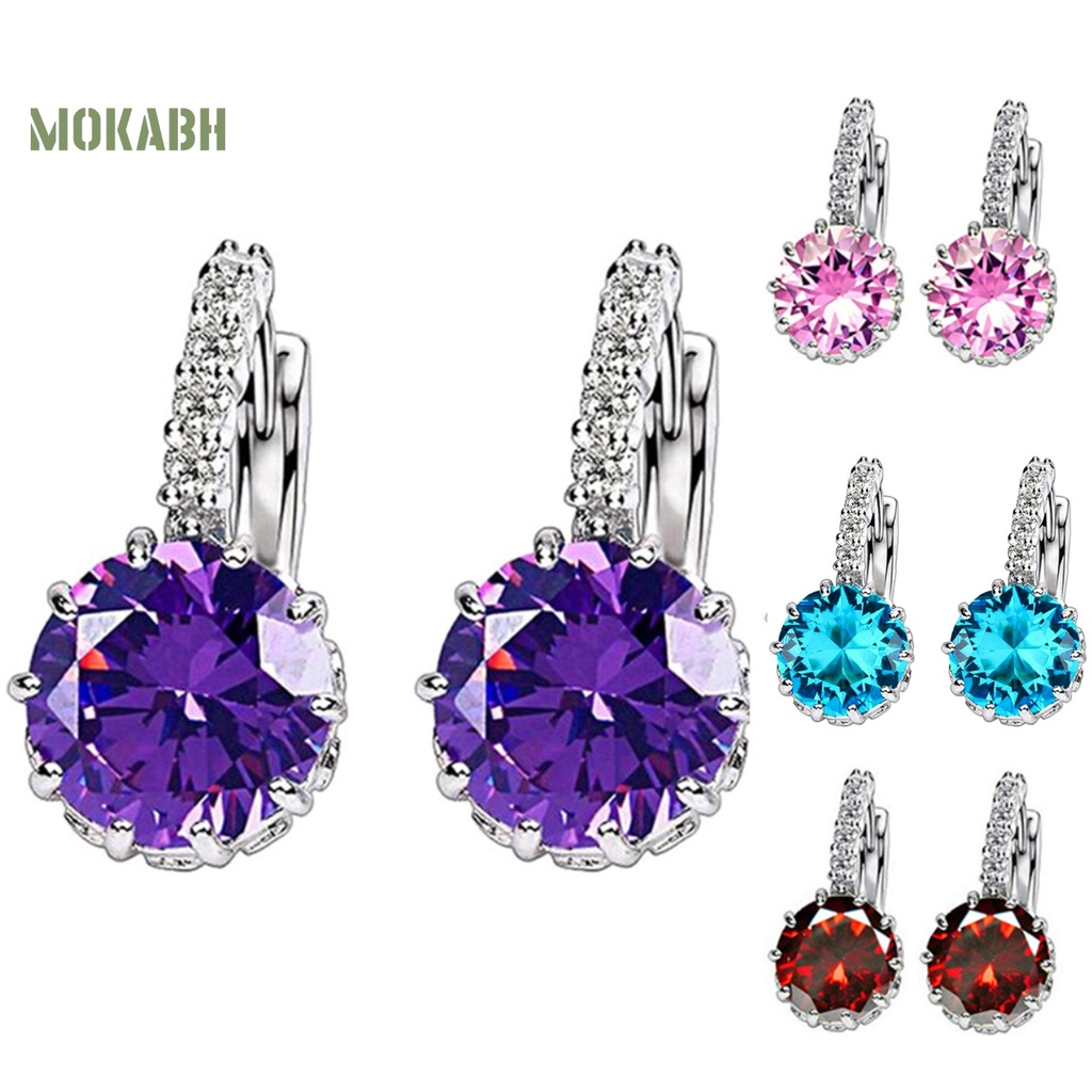 Bông Tai Tròn Đính Đá Zircon Thời Trang Cho Nữ