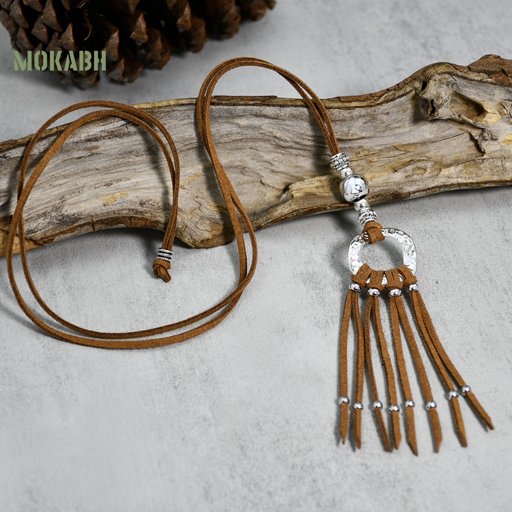 Vòng Cổ Choker Giả Da Tua Rua Dài Phong Cách Bohemian Cho Nữ Mặc Hàng Ngày