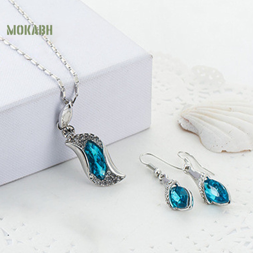 Set 2 Vòng cổ Và Bông Tai Đính Đá Sang Trọng Cho Nữ