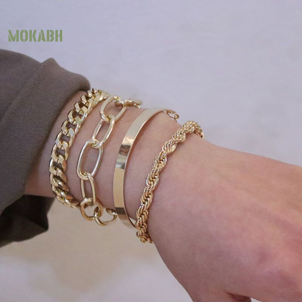 Set 4 Vòng Tay Mạ Điện Phong Cách Vintage Thời Trang Cho Nữ