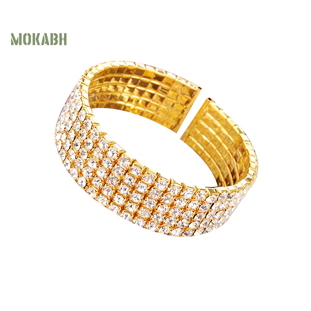 Vòng Tay Bản Rộng Đính Đá 5 Hàng Thời Trang Cho Nữ