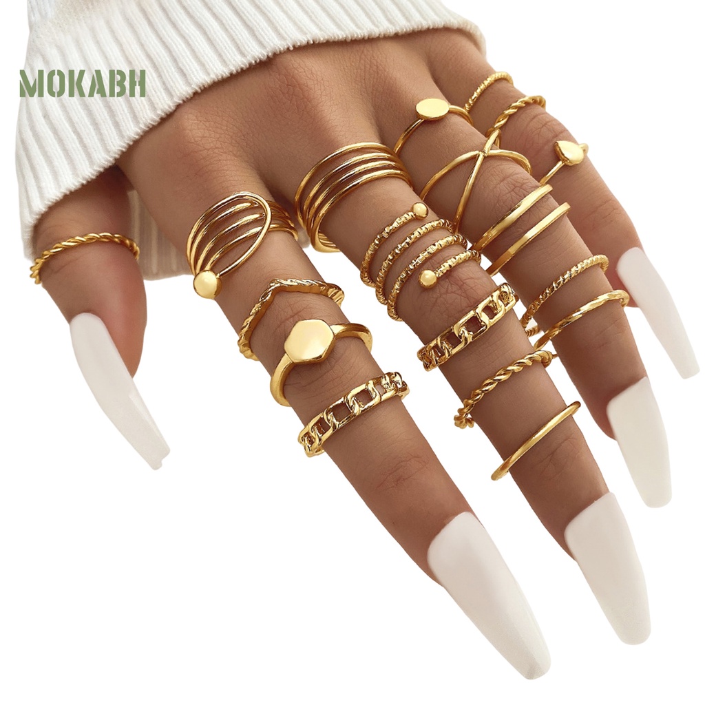 Set 18 / 23 Nhẫn Đeo Tay Nhiều Lớp Thời Trang Vintage