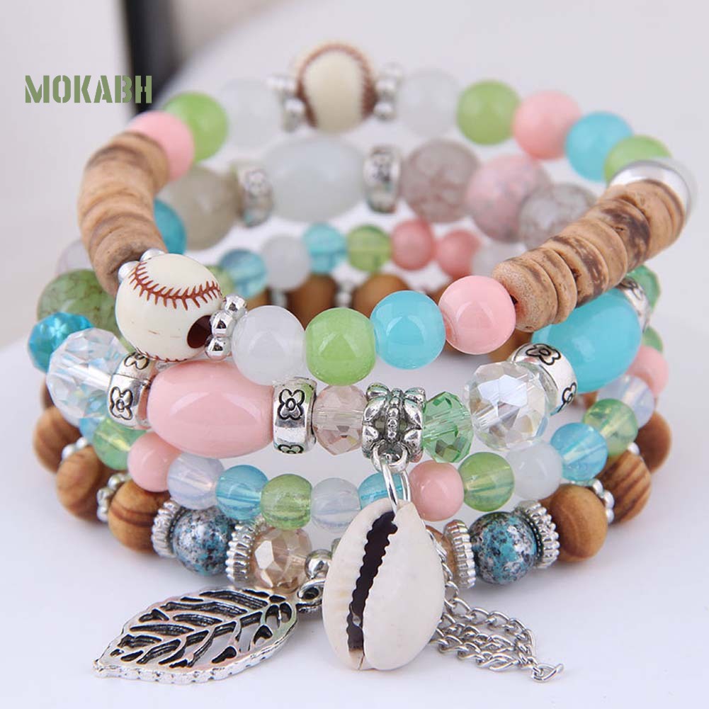 Set 4 Vòng Tay Chuỗi Hạt Phong Cách Bohemian Thời Trang Cho Nữ