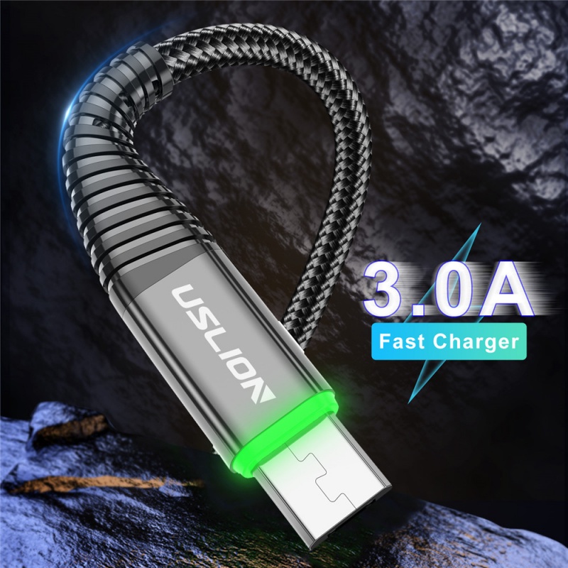 Cáp Sạc Nhanh 3A Có Đèn LED Cho Điện Thoại Samsung Xiaomi Android