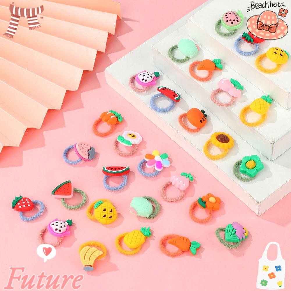 Dây Buộc Tóc Cao Su Co Giãn Hình Trái Cây Dễ Thương Cho Bé Gái