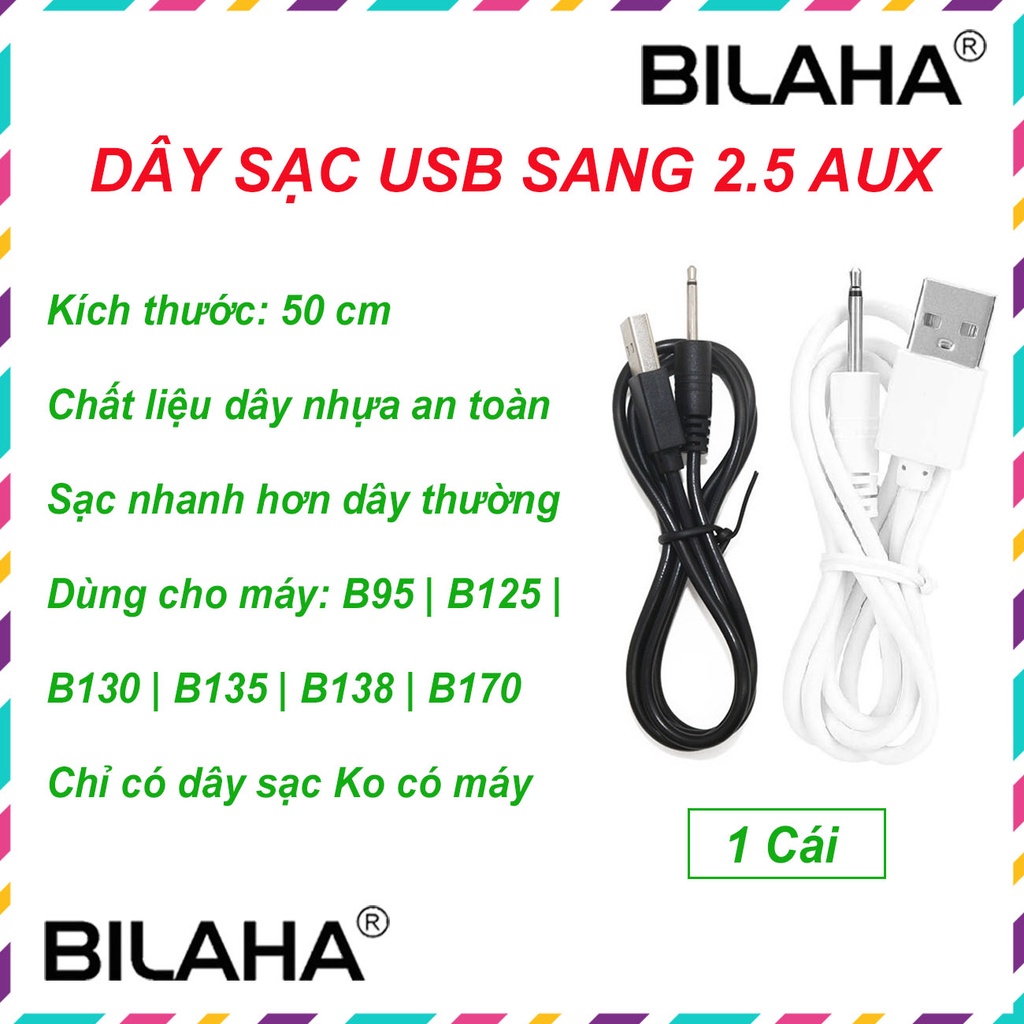 Dây sạc máy massage USB sang đầu 2.5 Aux, dành cho các loại máy massage mặt mắt body toàn thân đầu nhọn sạc nhanh B79