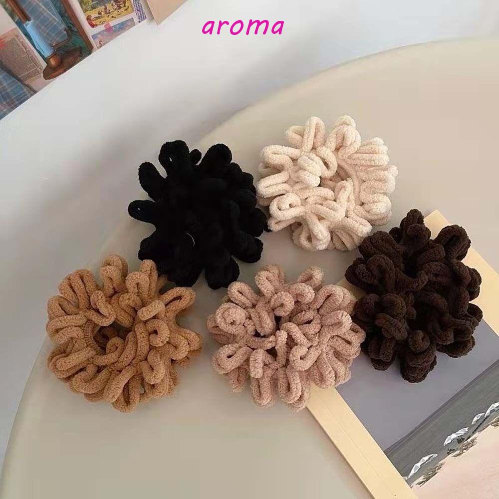 Dây Buộc Tóc Co Giãn Bọc Vải Nhung Họa Tiết Gấu Hoạt Hình Dễ Thương Cho Bạn Gái