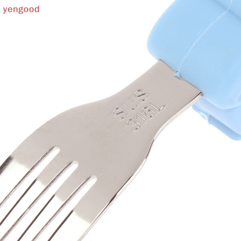 Bộ Muỗng Nĩa Bằng Thép Không Gỉ Hình Hà Mã Dễ Thương Cho Bé