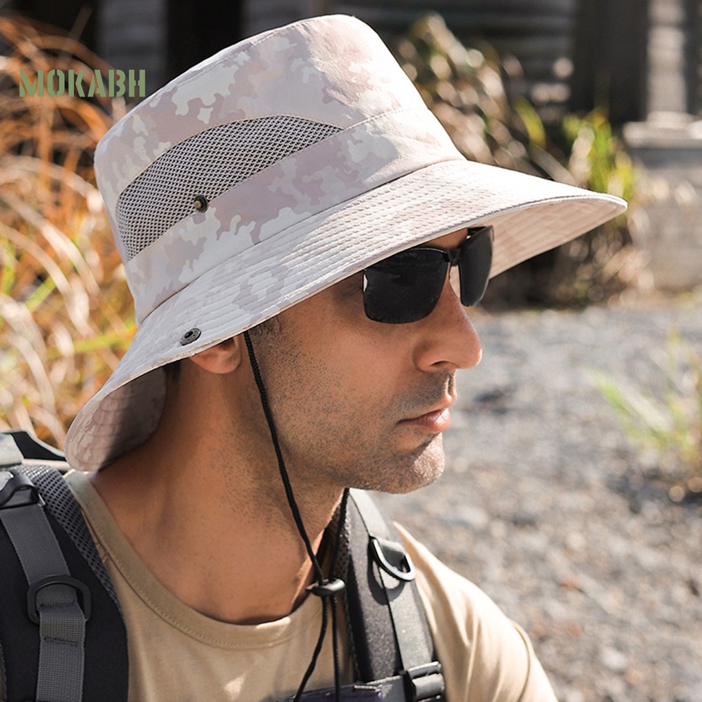 Nón Tai Bèo Thoáng Khí Chống Thấm Nước Có Dây Điều Chỉnh Được Họa Tiết Rằn Ri Thời Trang Mùa Hè Cho Nam