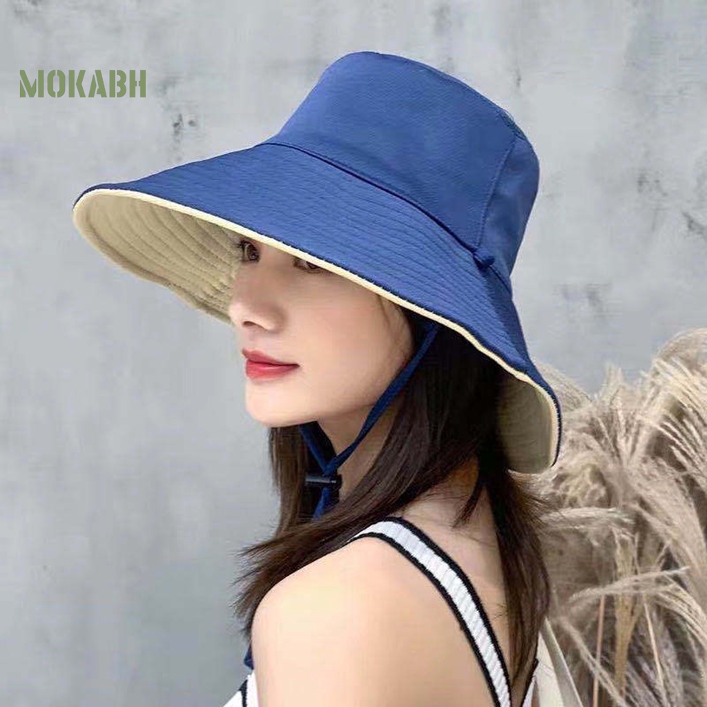 Nón Vành Tròn Màu Trơn Chống Gió Thời Trang Mùa Hè Cho Nữ