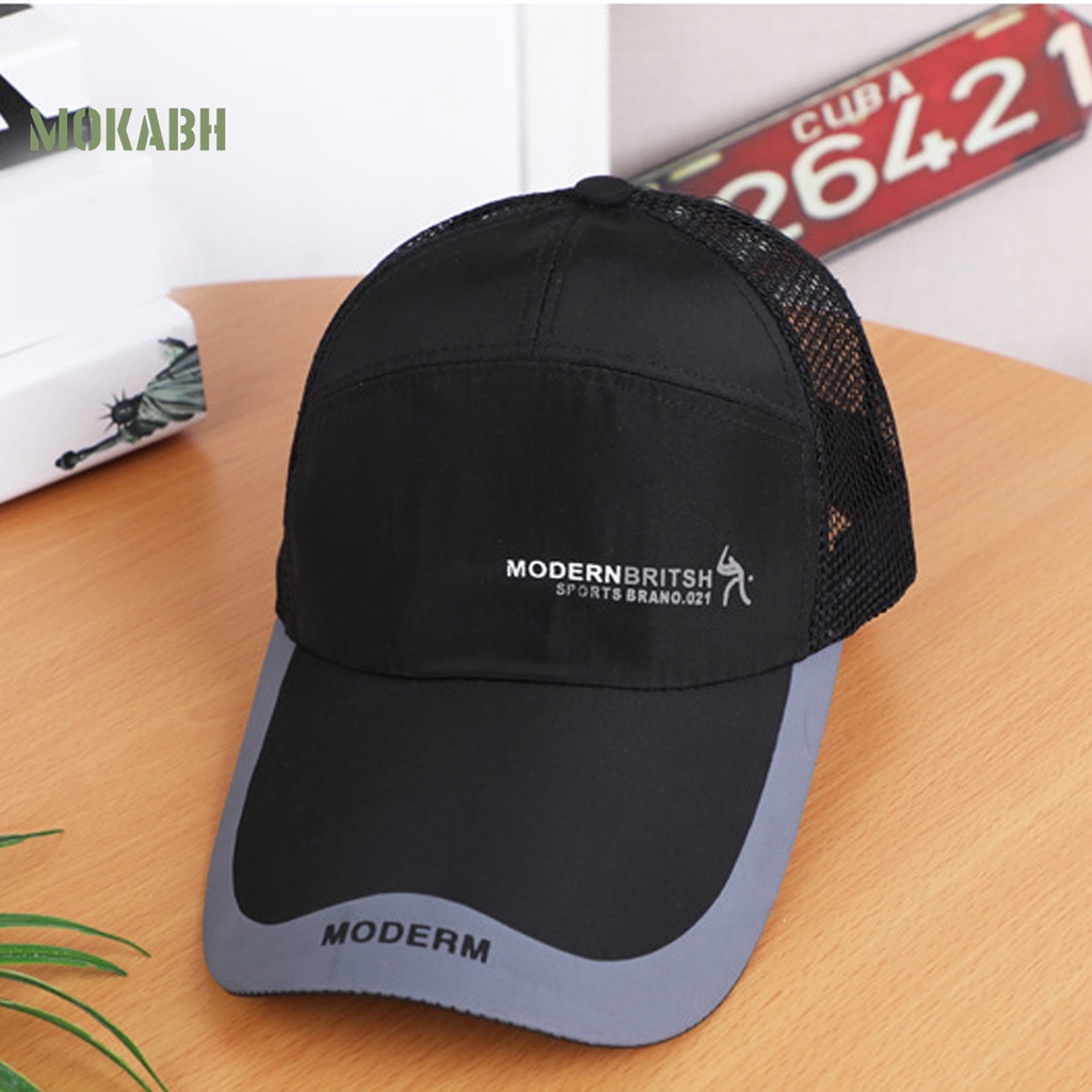 [Mok Abh] Mũ Lưỡi Trai Phối Lưới Thêu Họa Tiết Phong Cách Thể Thao Thời Trang Mùa Hè Cho Nữ