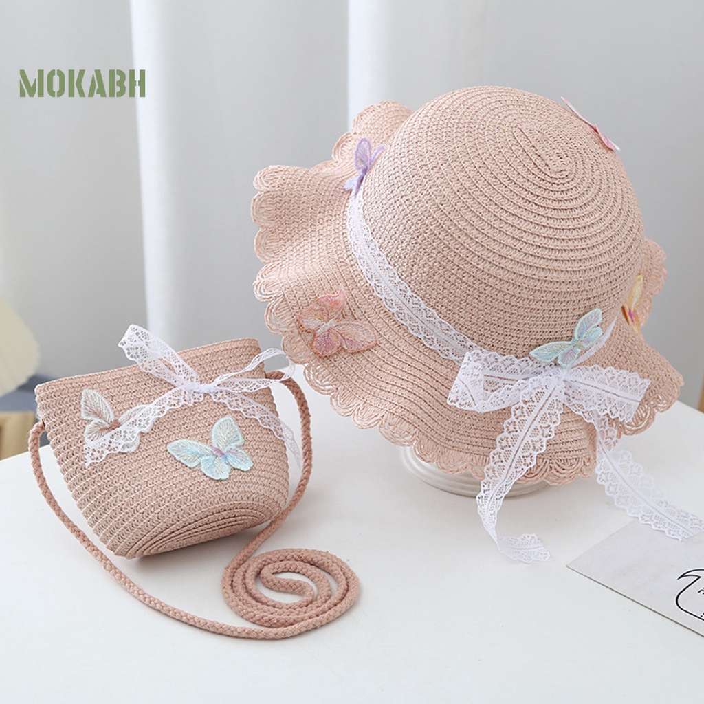 Mũ Cói Chống Nắng Thoáng Khí Trang Trí Nơ Xinh Xắn Cho Bé Gái