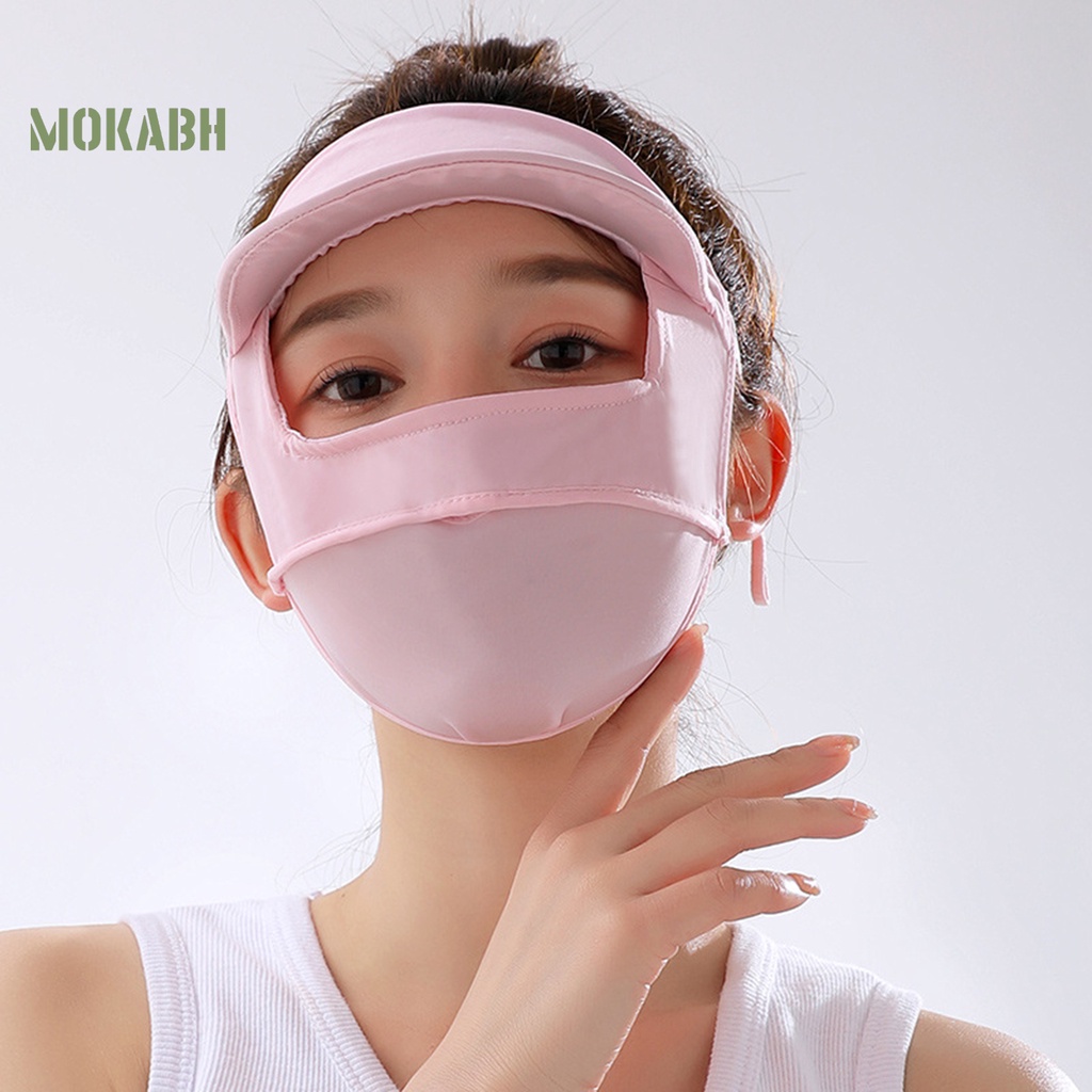 [Mok Abh] Mũ Đội Đầu Đi Xe Đạp Có Vành Che Mắt Bằng Lụa Lạnh Màu Trơn