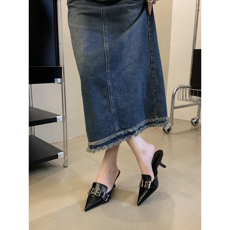 Giày Cao Gót Mũi Nhọn Phong Cách punk Pháp Thời Trang Hè Thu 2023