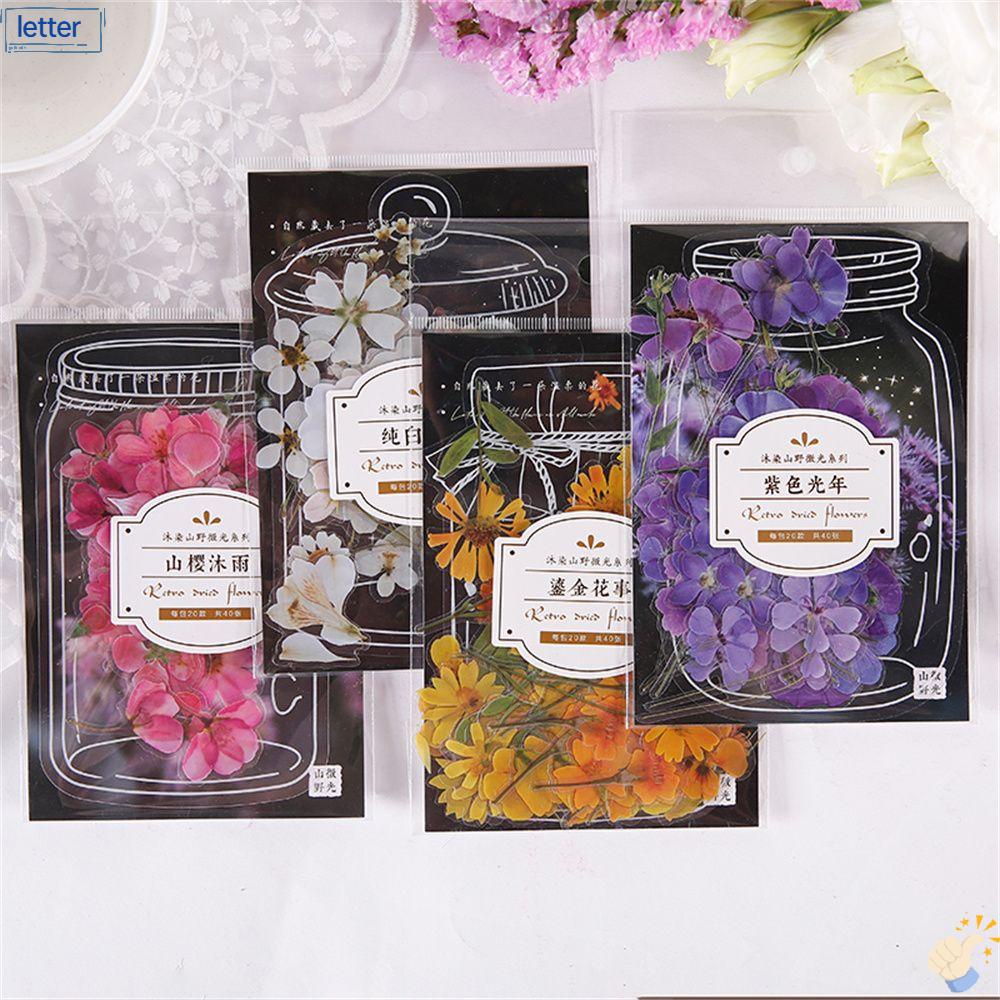 Bộ 40 Miếng Dán Tự Dính Bằng PET In Hoa Kiểu Vintage Dễ Thương