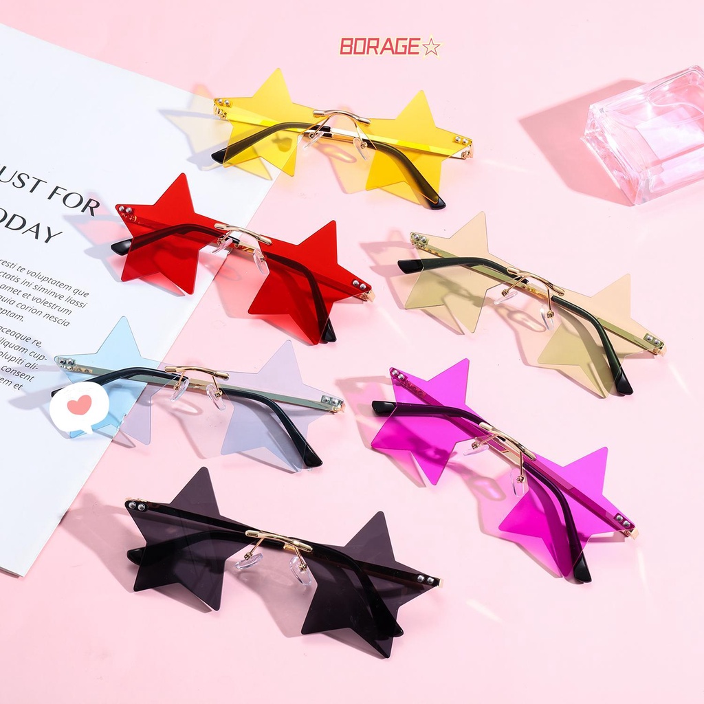 Kính Mát Không Gọng Họa Tiết Ngôi Sao Năm Cánh Phong Cách Giáng Sinh Cho Nam Và Nữ