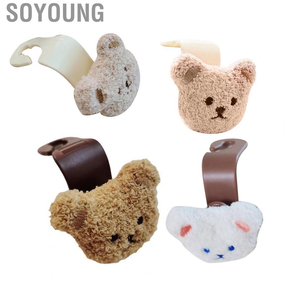 Soyoung Car Purse Hook  Easy Mounting Cute Little Bear Style Headrest Rounded Edges for Water Bottles