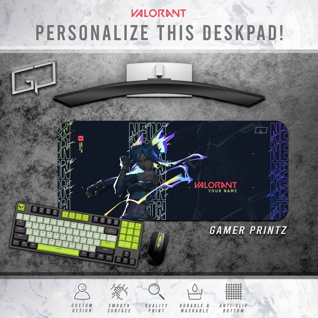 Tấm Lót Chuột / Bàn Phím Chơi Game Màu NEON In Chữ Valorant Cá Tính
