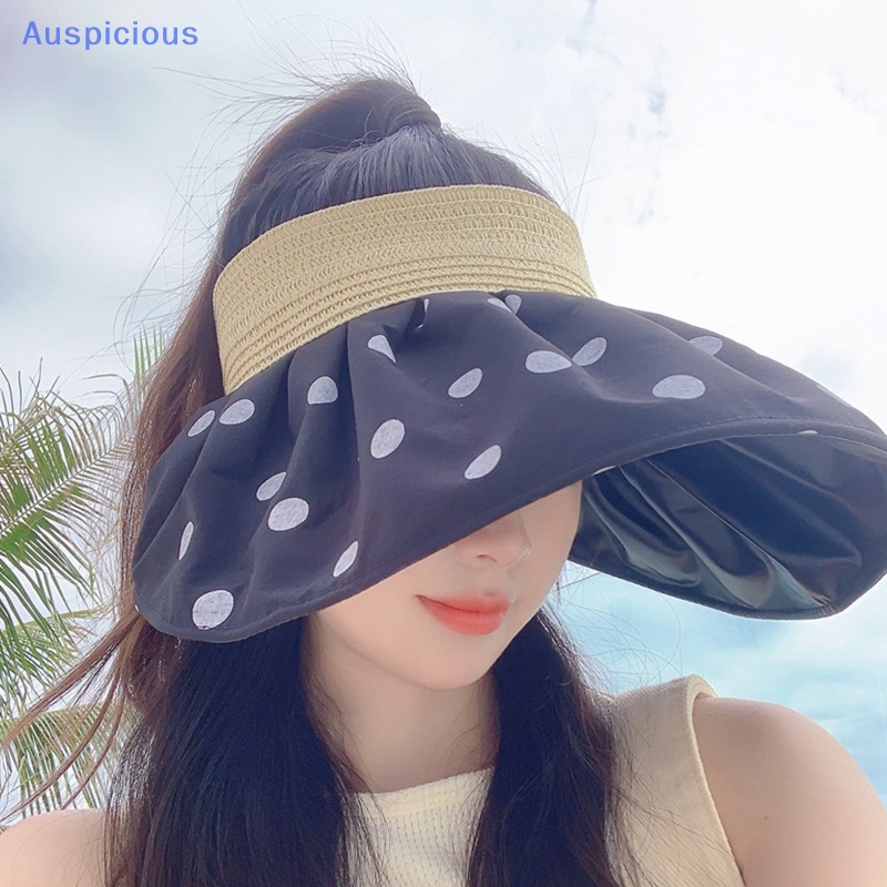 Nón Tai Bèo Rộng Vành Chống Tia UV Họa Tiết Chấm Bi Có Thể Gập Lại Dành Cho Nữ