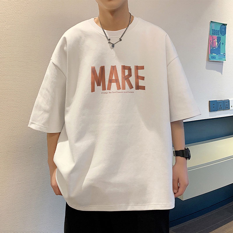 Áo Thun Tay Ngắn Cổ Tròn Bằng Lụa Lạnh Mỏng Dáng Rộng Thời Trang Mùa Hè Hàng Mới Dành Cho Bạn Nam